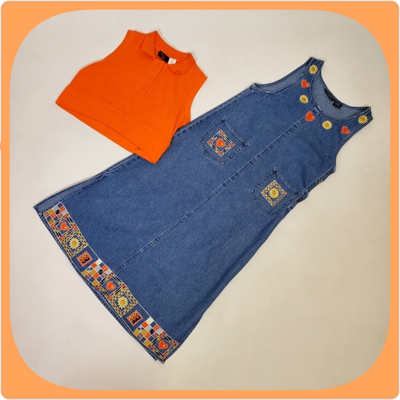 SOLD Vtg denim over-all dress - Picture 13 of 15